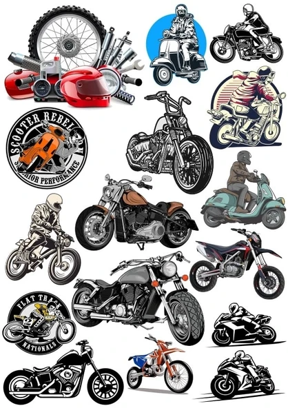 Motorcu Sticker 4 16 Parça Telefon, Tablet, Defter, Laptop Sticker ürün görseli 1