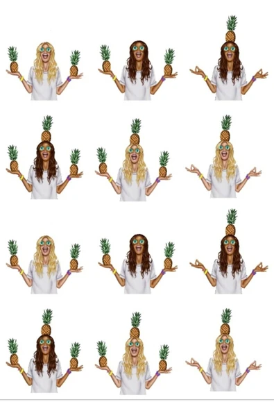 Ananas ve Yoga Sticker Set ürün görseli 1