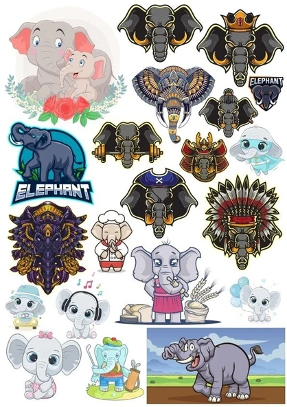 Fil Sticker Set 2 20 Parça Telefon, Tablet, Defter, Laptop Sticker ürün görseli 1