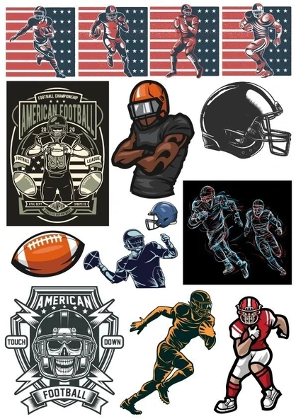 Amerikan Futbolu Sticker Set 15 Parça Telefon, Tablet, Defter, Laptop Sticker ürün görseli 1