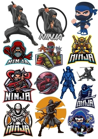 Ninja Sticker Set 5 15 Parça Telefon, Tablet, Defter, Laptop Sticker ürün görseli 1