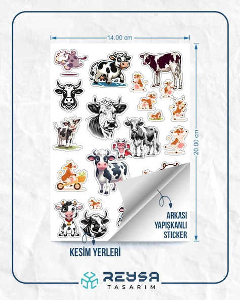 Sevimli İnek Sticker Set 2 - Resim 2