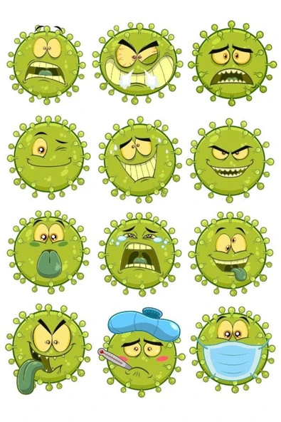 Mikrop Sticker Set 2 12 Parça Telefon, Tablet, Defter, Laptop Sticker ürün görseli 1