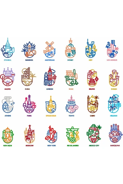 Başkentler Sticker Set 5 24 Parça Telefon, Tablet, Defter, Laptop Sticker ürün görseli 1