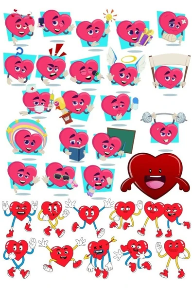 Neşeli Kalp Sticker 1 35 Parça Telefon, Tablet, Defter, Laptop Sticker ürün görseli 1