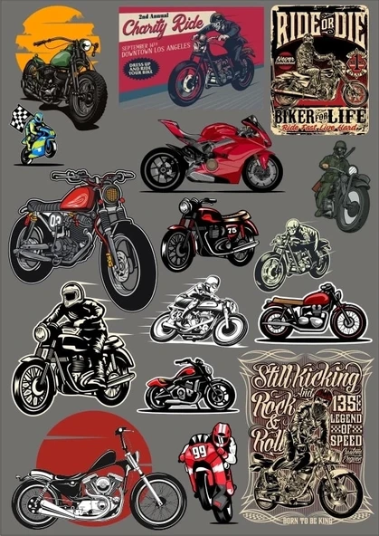 Motorcu Sticker 5 15 Parça Telefon, Tablet, Defter, Laptop Sticker ürün görseli 1