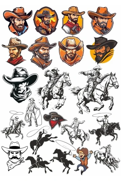 Cowboy Western Sticker Set 1 ürün görseli 1