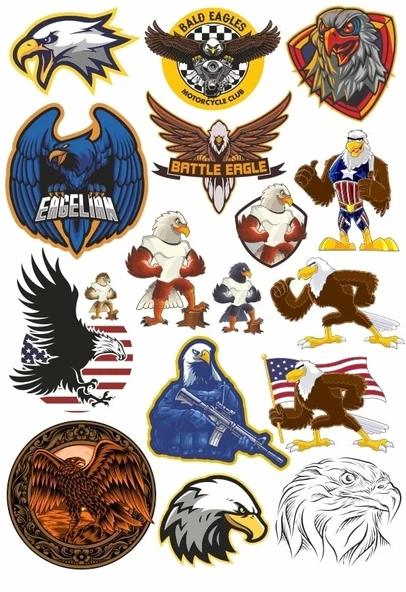Kartallar Sticker Set 20 Parça Telefon, Tablet, Defter, Laptop Sticker ürün görseli 1