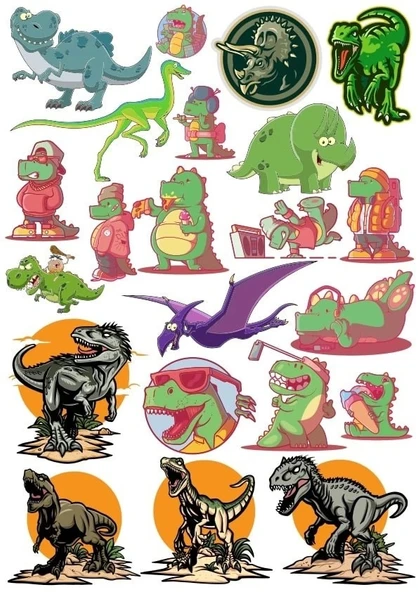 DinozorLAR Sticker Set 1 20 Parça Telefon, Tablet, Defter, Laptop Sticker ürün görseli 1