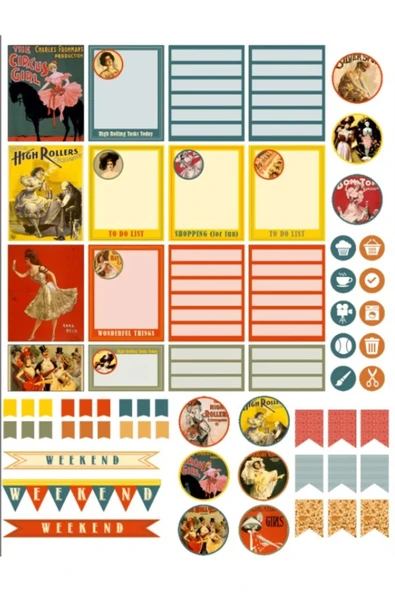 Vintage Planlayıcı Sticker Set 2 ürün görseli 1