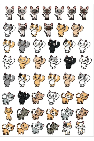 Minimal Kediler Sticker Set 2 ürün görseli 1