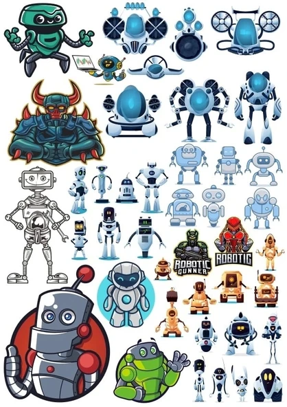 Robot Sticker Set 2 20 Parça Telefon, Tablet, Defter, Laptop Sticker ürün görseli 1