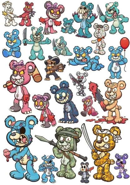 Korkunç Hayvanlar Sticker Set 2 20 Parça Telefon, Tablet, Defter, Laptop Sticker ürün görseli 1