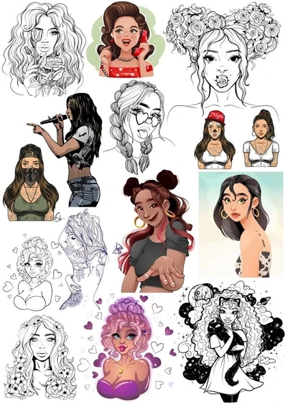 Genç Kız Sticker Set 2 15 Parça Telefon, Tablet, Defter, Laptop Sticker ürün görseli 1