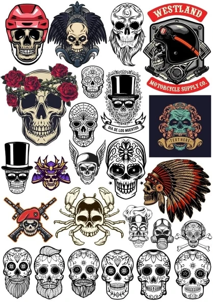 Kurukafa Sticker Set 8 22 Parça Telefon, Tablet, Defter, Laptop Sticker ürün görseli 1