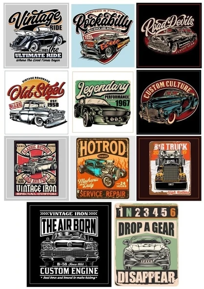 Retro 4x4 Off Road Sticker Set5 12 Parça Telefon, Tablet, Defter, Laptop Sticker ürün görseli 1