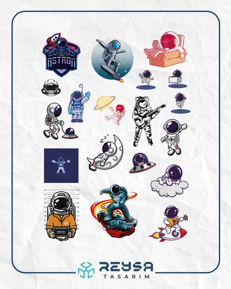 Astronot ve Uzay Sticker Set 6 20 Parça Telefon, Tablet, Defter, Laptop Sticker ürün görseli 1
