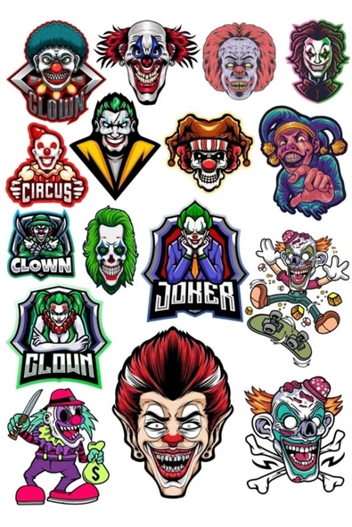 Palyaçolar Sticker Set 17 Parça Telefon, Tablet, Defter, Laptop Sticker ürün görseli 1