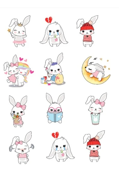 Tavşan ve Ruh Halleri Sticker Set ürün görseli 1