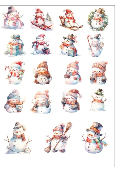 Sevimli Kardan Adam Sticker Set ürün görseli 1
