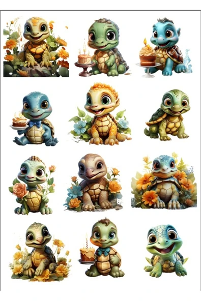 Sevimli Kaplumbağa Sticker Set ürün görseli 1