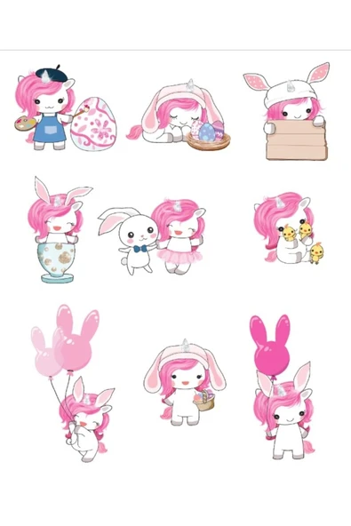 Sevimli Unicorn Sticker Set ürün görseli 1