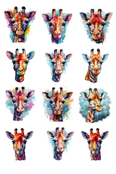 Renkli Zürafa Sticker Set ürün görseli 1