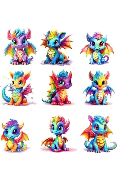 Renkli Ejderhalar Sticker Set ürün görseli 1