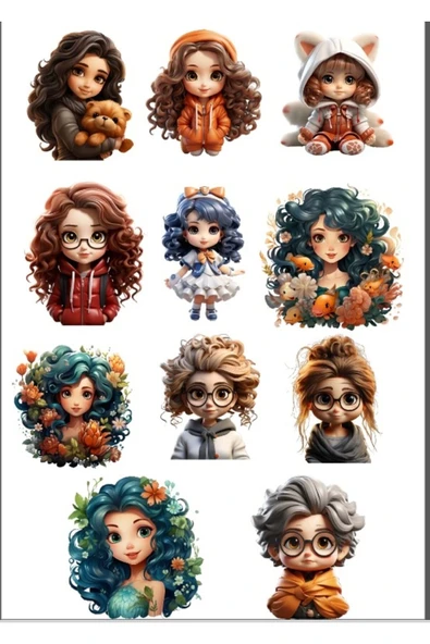 Kız Çizimler Sticker Set ürün görseli 1