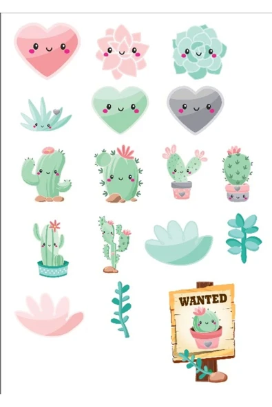 Sevimli Kaktüs Sticker Set 2 ürün görseli 1