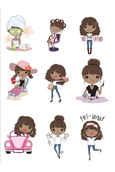 Esmer Kız Sticker Set ürün görseli 1