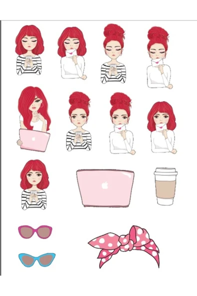 Kızıl Kadın Sticker Set ürün görseli 1