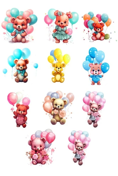 Balon ve Ayıcık Sticker Set ürün görseli 1