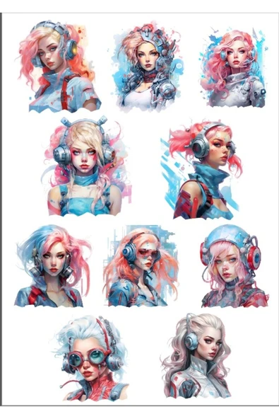 Renkli Kadınlar Sticker Set ürün görseli 1