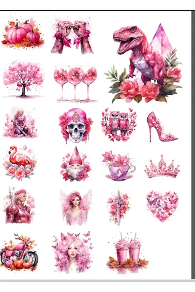 Pembe Temalı Sticker Set -1 ürün görseli 1