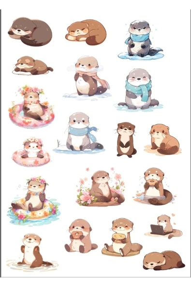 Sevimli Tatlı Rakun Sticker Set ürün görseli 1