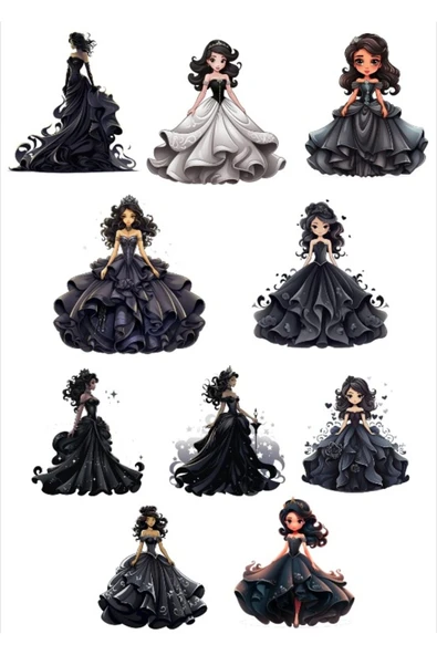 Siyah Elbise Sticker Set ürün görseli 1