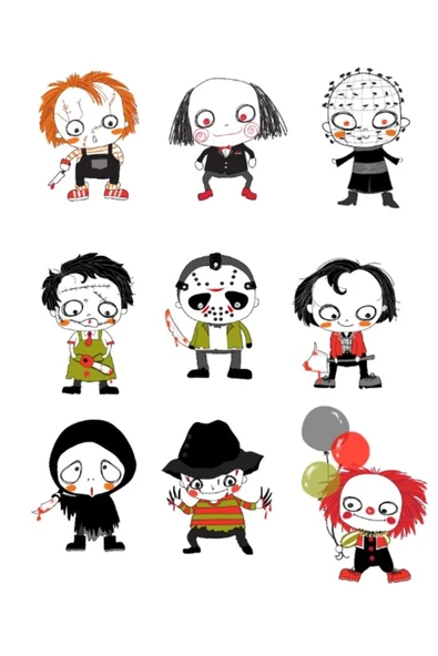 Korkunç Karakterler Sticker Set ürün görseli 1