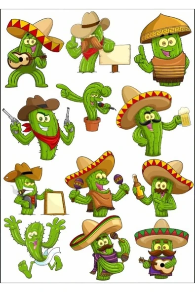 Kaktüs Adam Sticker Set 1 ürün görseli 1