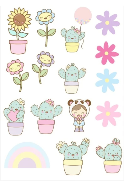 Sevimli Saksı Bitkileri Sticker Set ürün görseli 1
