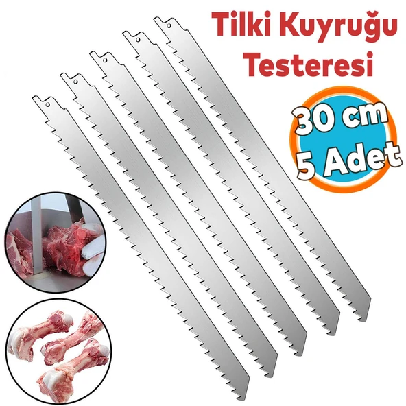 Tilki Kuyruğu Kemik Kesme Testeresi Kurban Et Paslanmaz Çelik Bıçak Buz Kesme Ağzı Ucu 30 cm (5 Adet) ürün görseli 1