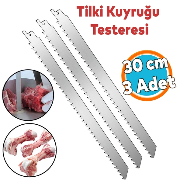 Tilki Kuyruğu Kemik Kesme Testeresi Kurban Et Paslanmaz Çelik Bıçak Buz Kesme Ucu 30 cm (3 Adet) ürün görseli 1