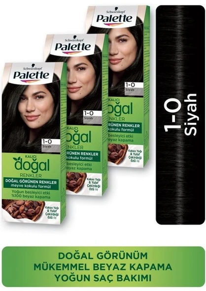 Palette Kalıcı Doğal Renkler Saç Boyası 1-0 Siyah x 3 Adet ürün görseli 1