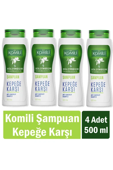 Komili Kepekli Saçlar İçin Kepek Karşıtı Vegan Şampuan 500 ml x 4 Adet ürün görseli 1