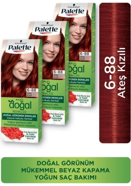 Palette Doğal Renkler Saç Boyası 6-88 Ateş Kızılı X 3 Adet ürün görseli 1