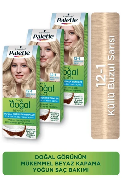 Palette Kalıcı Doğal Renkler Saç Boyası 12-1 Küllü Buzul Sarısı x 3 Adet ürün görseli 1