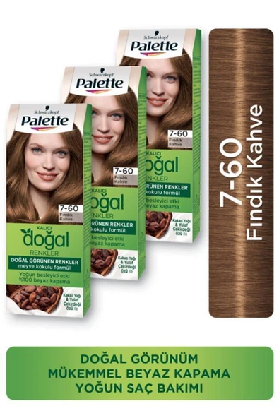Palette Kalıcı Doğal Renkler Saç Boyası 7-60 Fındık Kahve X 3 Adet ürün görseli 1