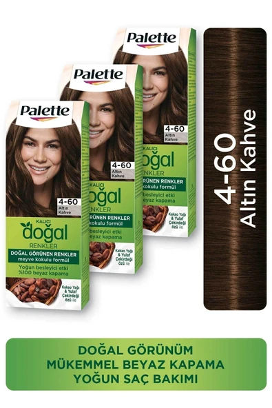 Palette Kalıcı Doğal Renkler Saç Boyası 4-60 Açık Çikolata Kahve X3 Adet ürün görseli 1