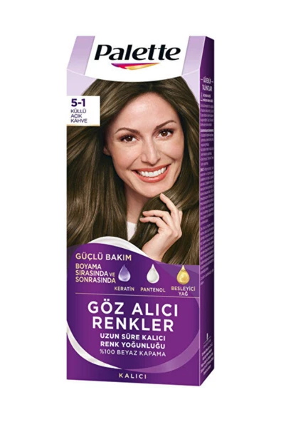 Palette Göz Alıcı Renkler 5-1 Küllü Açık Kahve Saç Boyası ürün görseli 1