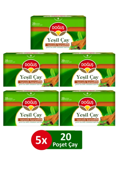Doğuş Tarçınlı Karanfilli Yeşil Çay 5 Adet 20'li ürün görseli 1